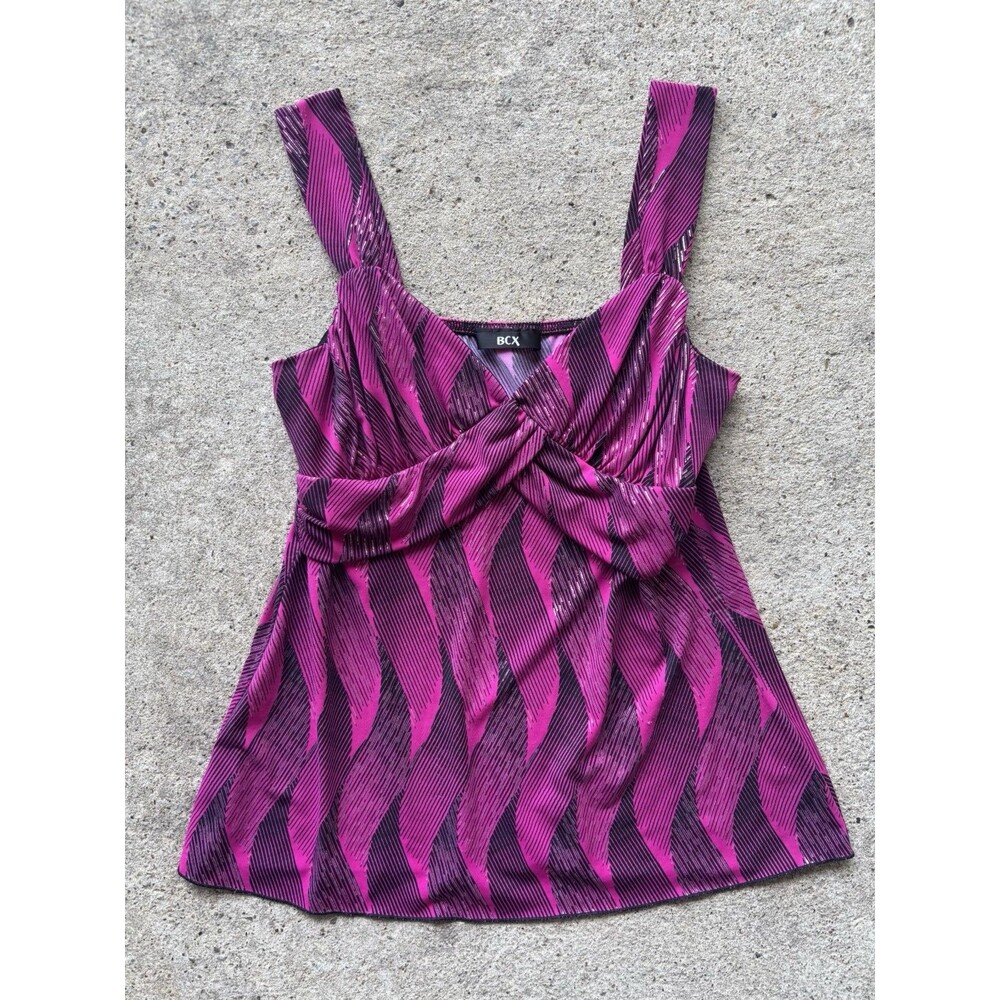 BCX Y2k Pink and Black Geometric Patterned Sleeveless Tank Top Size Large